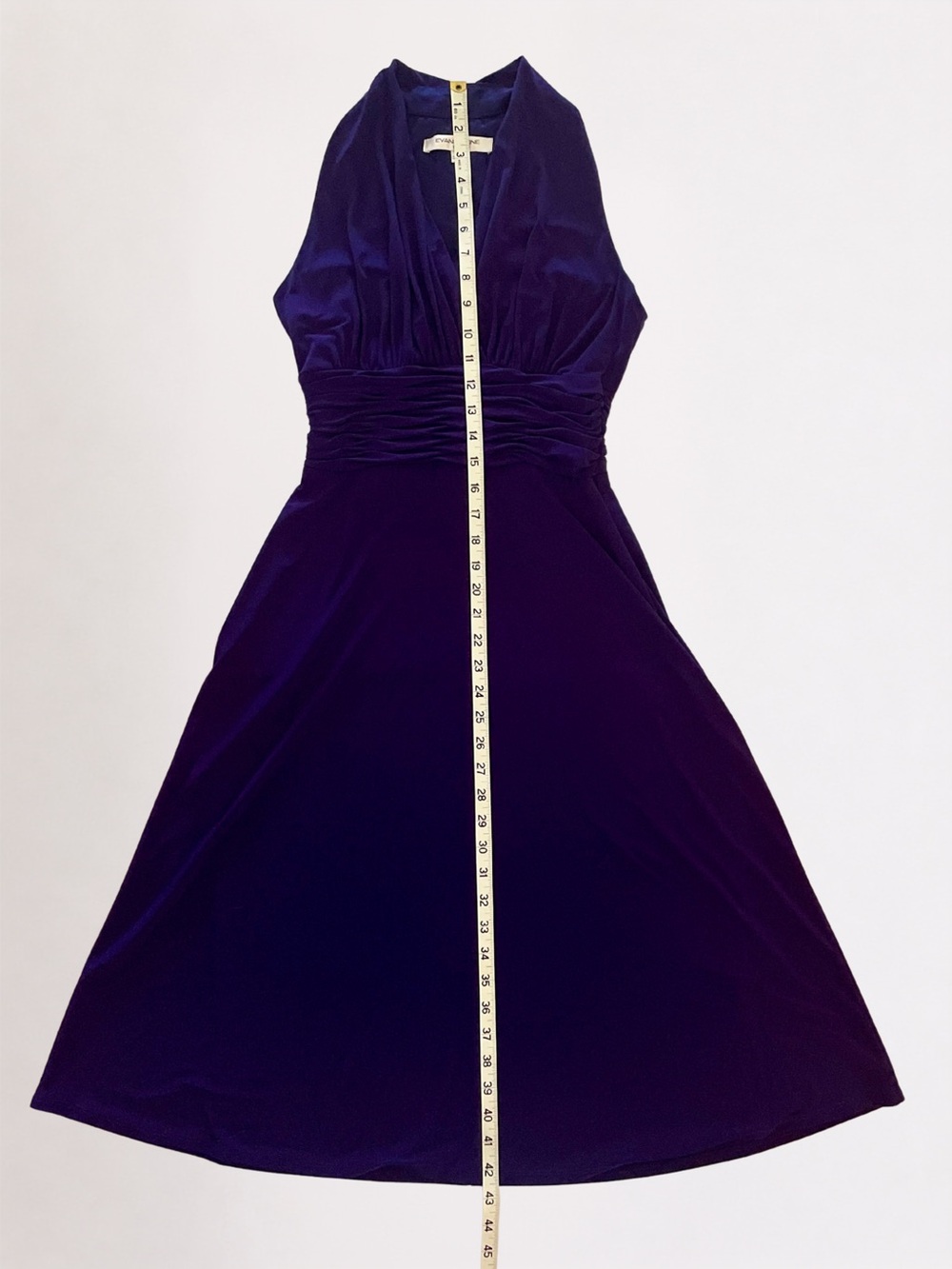 Evan Picone Deep Purple Midi Dress | Size 4 | Ruched Waist - Picture 8 of 8